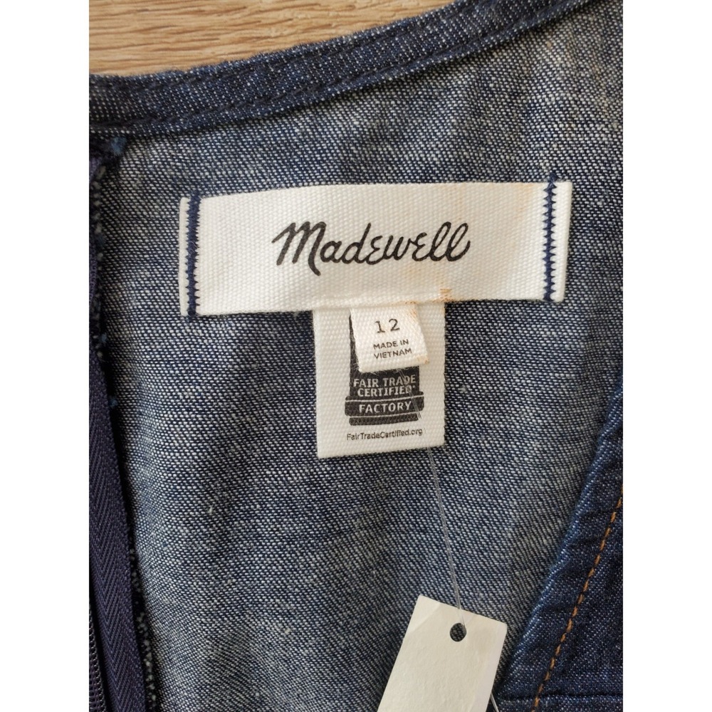 Madewell Denim V-Neck Maxi Dress 100% Cotton Sleeveless Size 12 - Picture 3 of 16